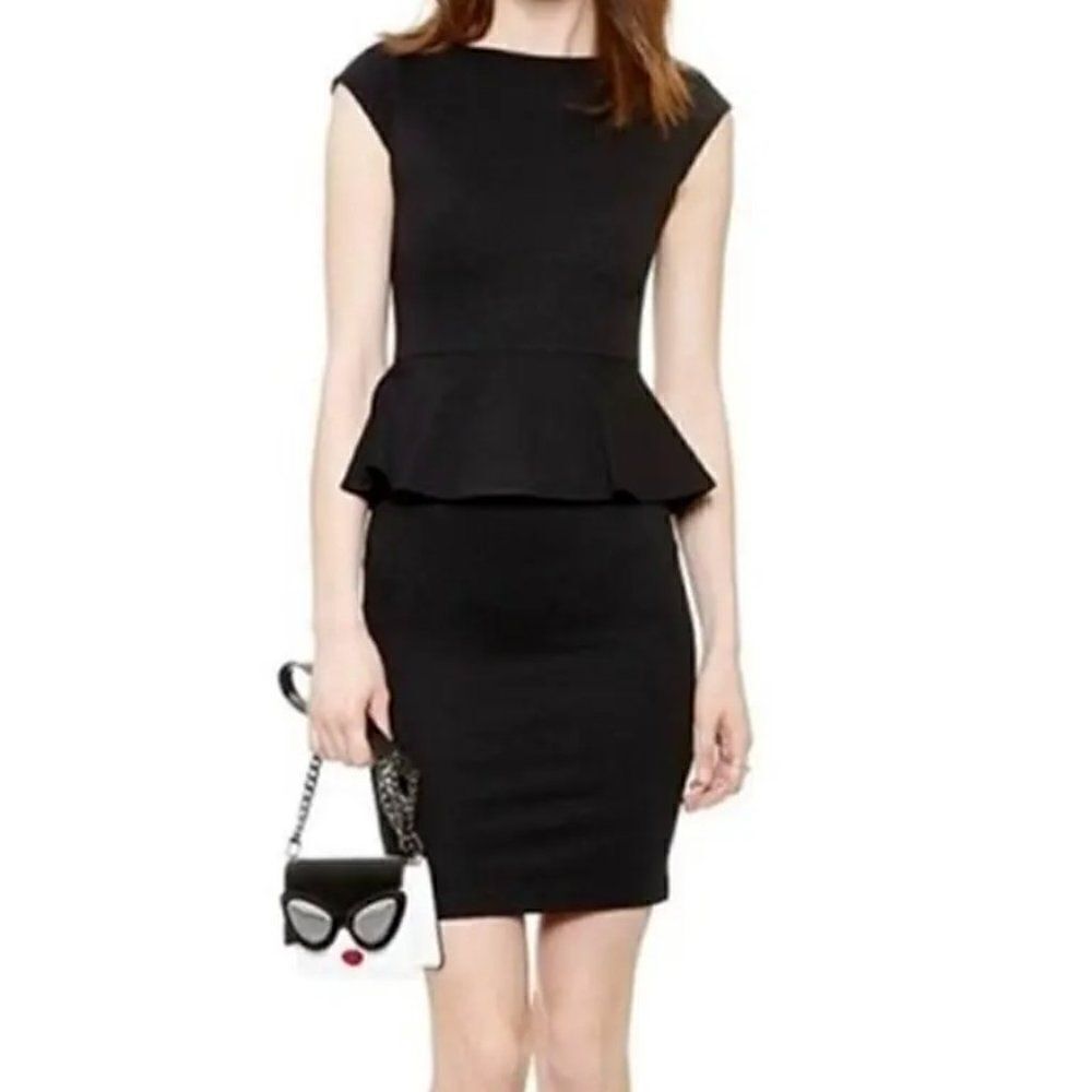 Alice + Olivia Black employed Peplum sleeveless dress, size S